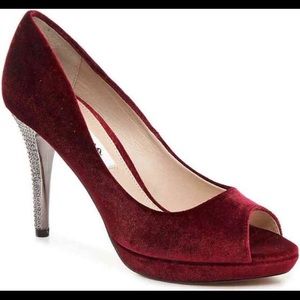 Nina Red Fiesta Velvet Platform Pumps